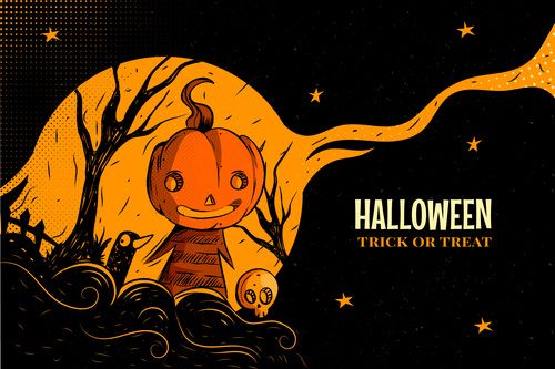Pumpkin halloween background vector free download