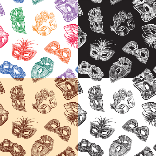 Carnival masks seamless background vector free download