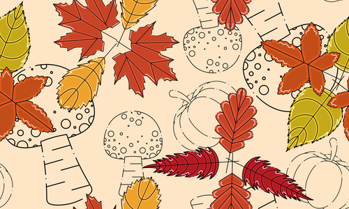 Autumn seamless pattern background with mushrooms vector free download