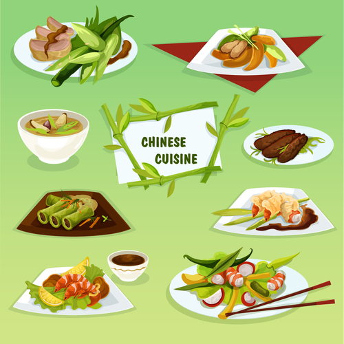 Chinese cuisine signature dishes icon vector free download