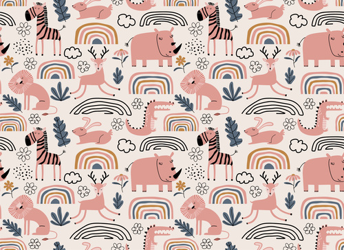 Vector seamless pattern with cute animals free download