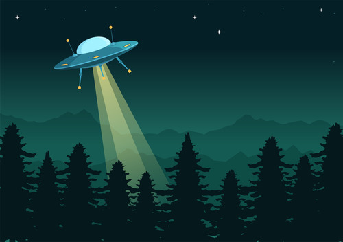 Scan forest UFO illustration vector free download