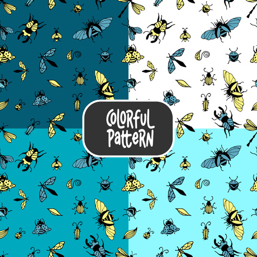 Insect colorful seamless pattern vector free download