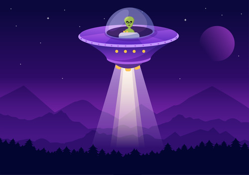 UFO illustration vector over deep forest free download
