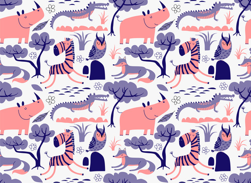 Seamless pattern vector of cartoon animals free download