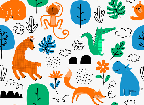 Vector seamless pattern of animals free download