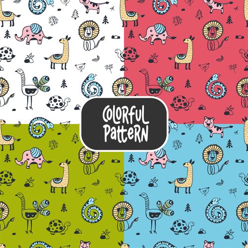 Wildlife colorful seamless pattern vector free download