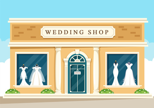 Outside view of wedding dress shop vector free download