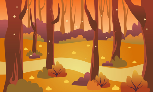 Autumn jungle panoramic illustration vector free download