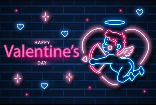 Neon lights celebrate valentines day background vector free download