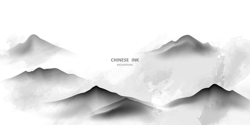 Vector of mountain ink painting free download