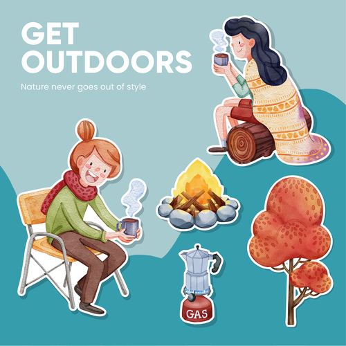 Cartoon vector for outdoor picnic free download