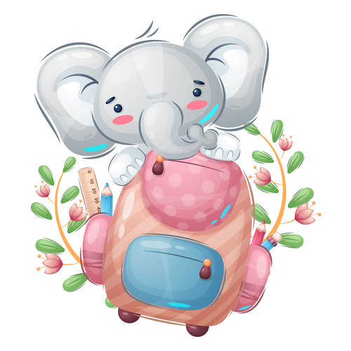 Small elephant and bag vector free download