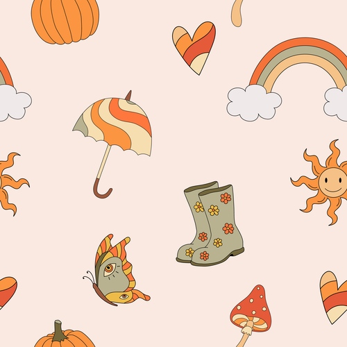Beautiful autumn seamless cartoon pattern vector free download