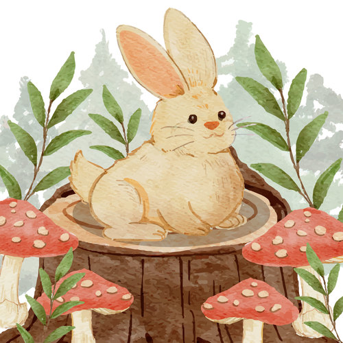 Rabbit watercolor illustration vector free download