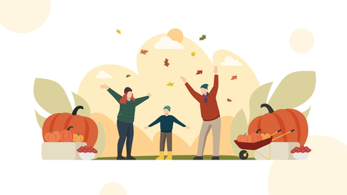 Family celebrating autumn illustration vector free download