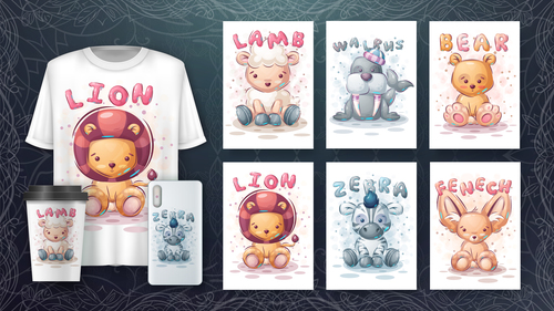 T-shirt animals design vectorar free download