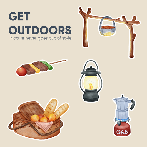 Camping picnic concept vector free download