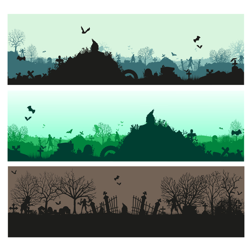 Horror graveyard banner vector free download